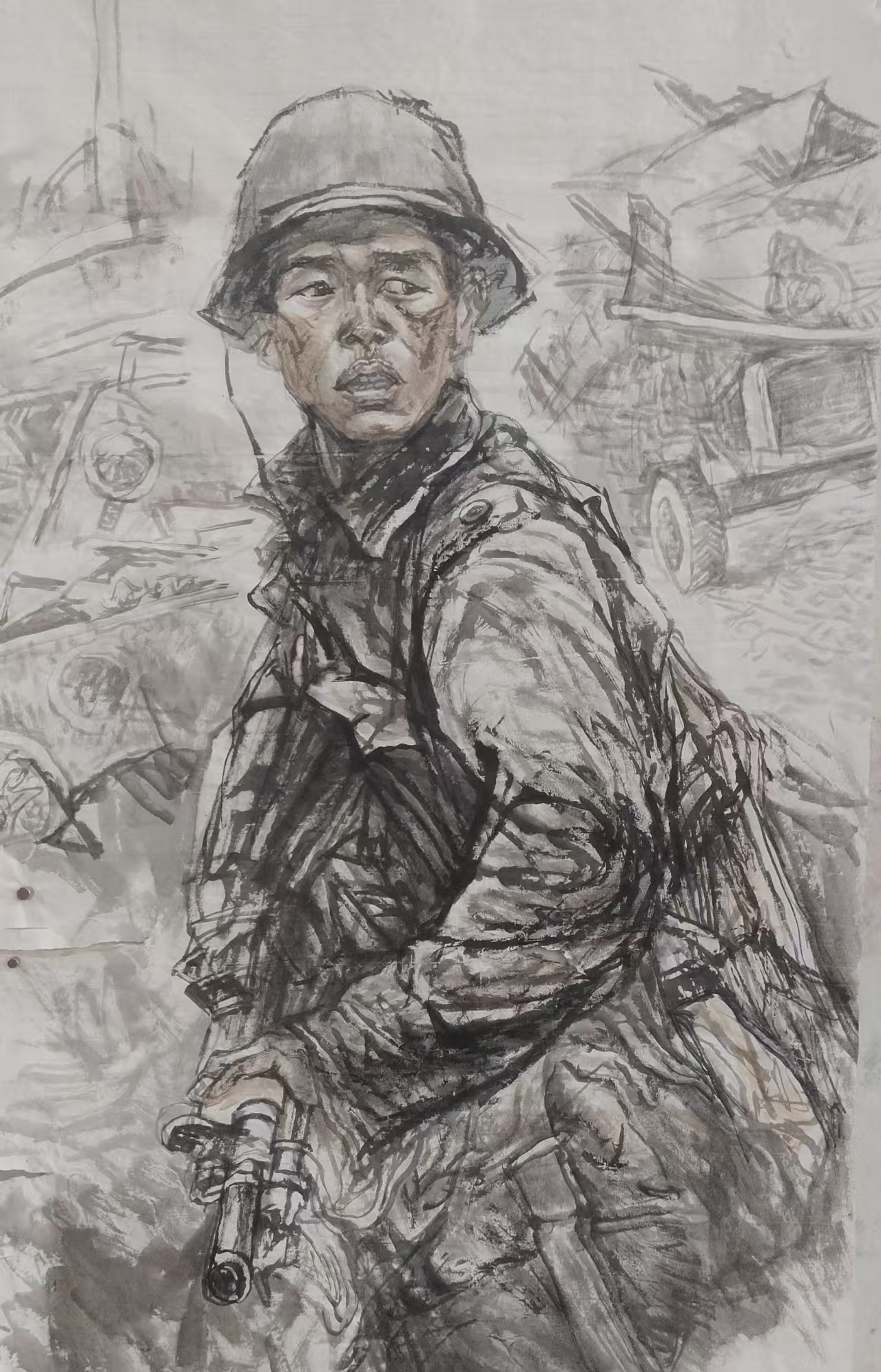 杨秀清 (涟钢)  国画《远征军战士》